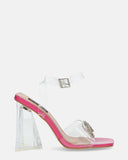 ERINDA - sandali rosa con tacco trasparente e decorazione in punta