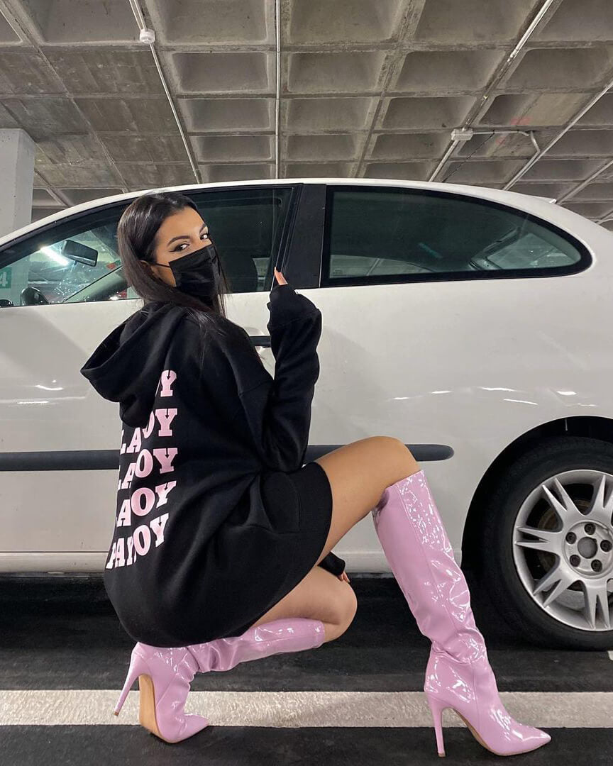 LOLY - stivale con tacco in glassy violetto