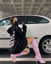 LOLY - stivale con tacco in glassy violetto