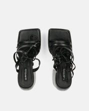 GILDA - sandali con tacco in ecopelle nera con lacci