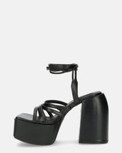 GILDA - sandali con tacco in ecopelle nera con lacci