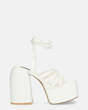 GILDA - sandali con tacco in ecopelle bianca con lacci
