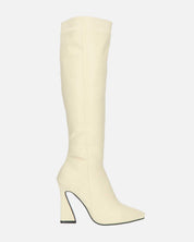 KELLY - stivale alto beige con cerniera laterale