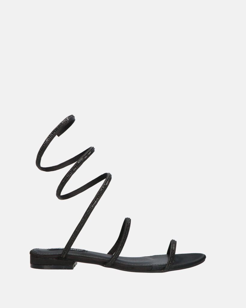 DOMINIKA - tacchi bassi neri con gemme e spirale.