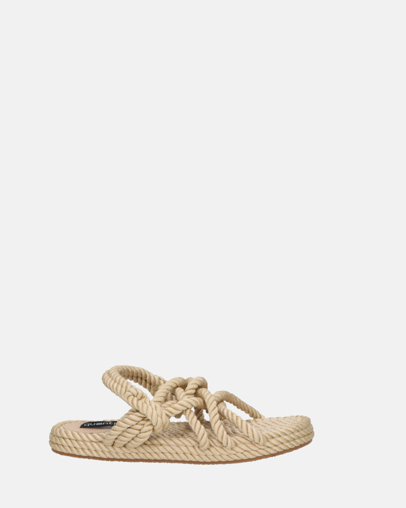 KATERYNA - sandali beige di corda intrecciata