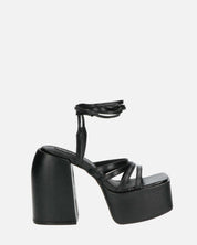 GILDA - sandali con tacco in ecopelle nera con lacci