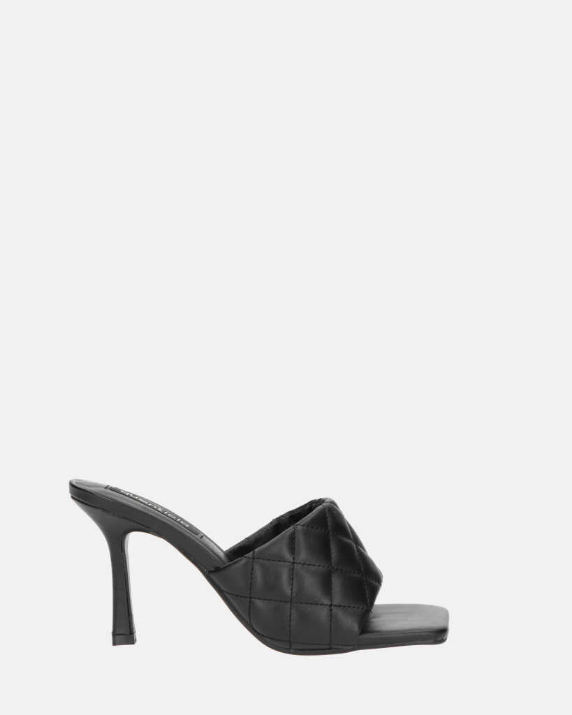 GABY - talon aiguille noir avec bande et coutures