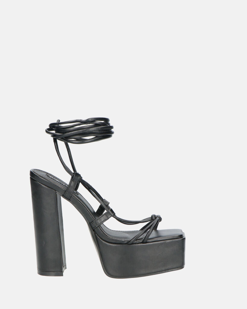 NADITZA - sandali con tacco alto e lacci in ecopelle nera