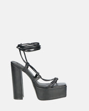 NADITZA - sandali con tacco alto e lacci in ecopelle nera