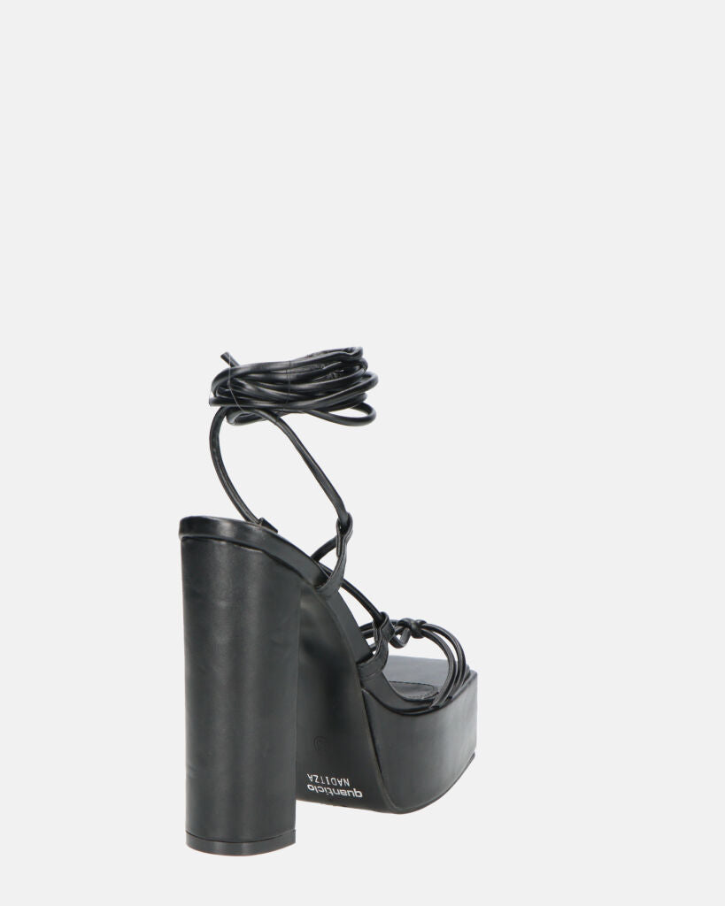 NADITZA - sandali con tacco alto e lacci in ecopelle nera