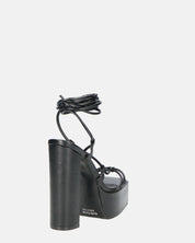 NADITZA - sandali con tacco alto e lacci in ecopelle nera