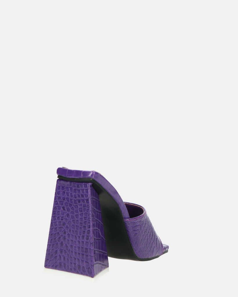BUKET - sandali con tacco viola coccodrillo