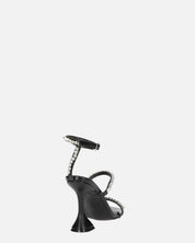 TAHLA - sandalo nero con tacco e gemme argentate