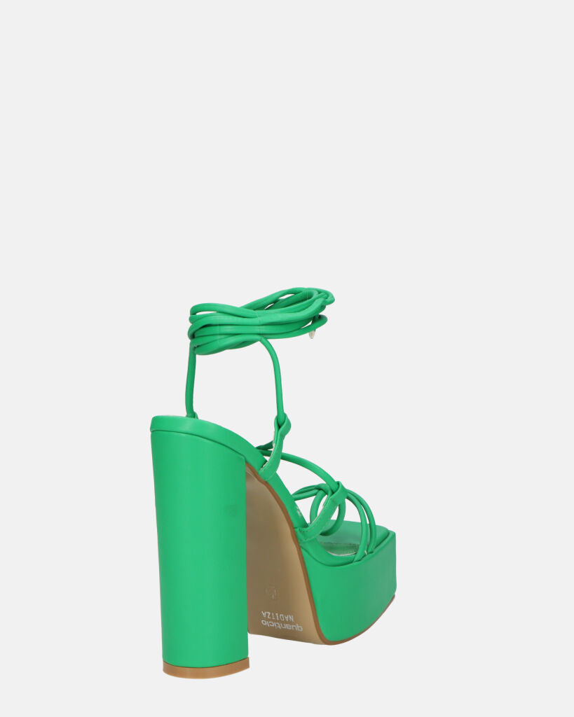 NADITZA - sandali con tacco alto e lacci in ecopelle verde