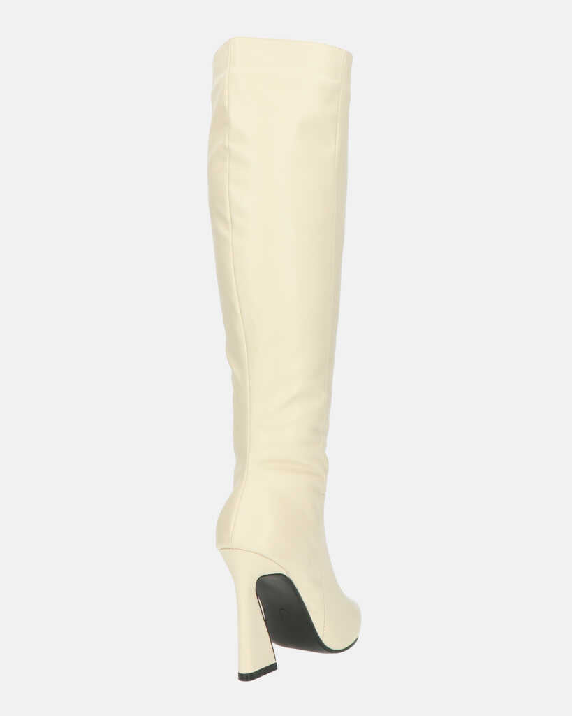 KELLY - stivale alto beige con cerniera laterale