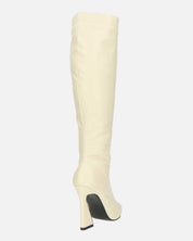 KELLY - stivale alto beige con cerniera laterale