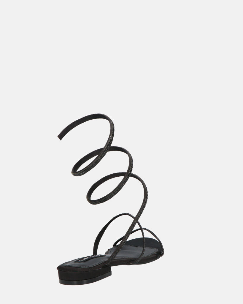 DOMINIKA - tacchi bassi neri con gemme e spirale.