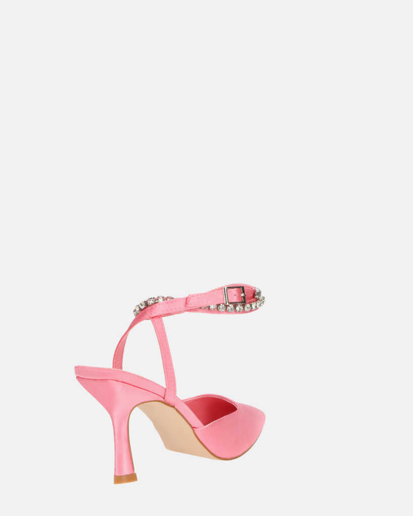DORIS - scarpe con tacco il lycra rosa chiaro e gemme sul cinturino