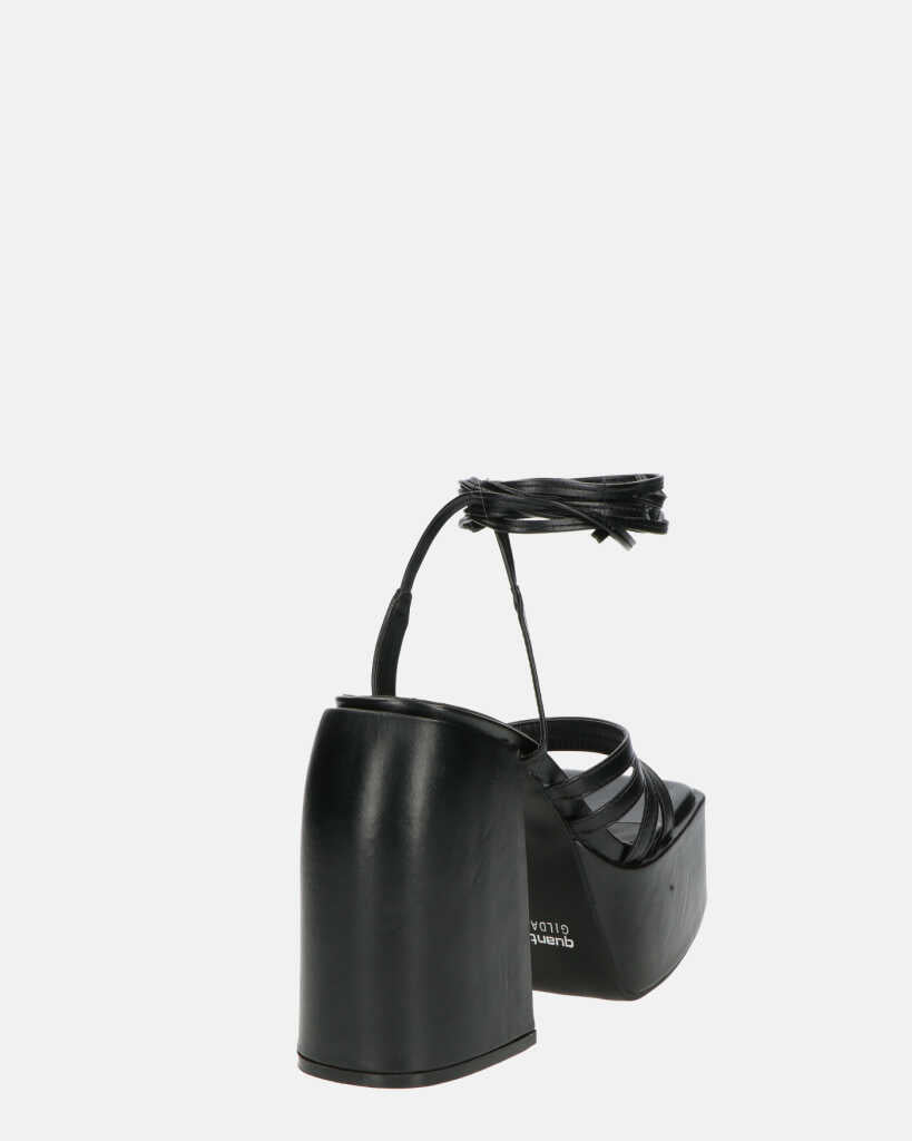 GILDA - sandali con tacco in ecopelle nera con lacci