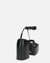 GILDA - sandali con tacco in ecopelle nera con lacci