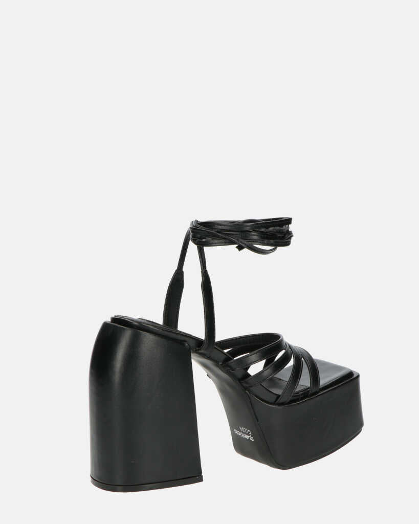 GILDA - sandali con tacco in ecopelle nera con lacci