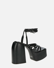 GILDA - sandali con tacco in ecopelle nera con lacci