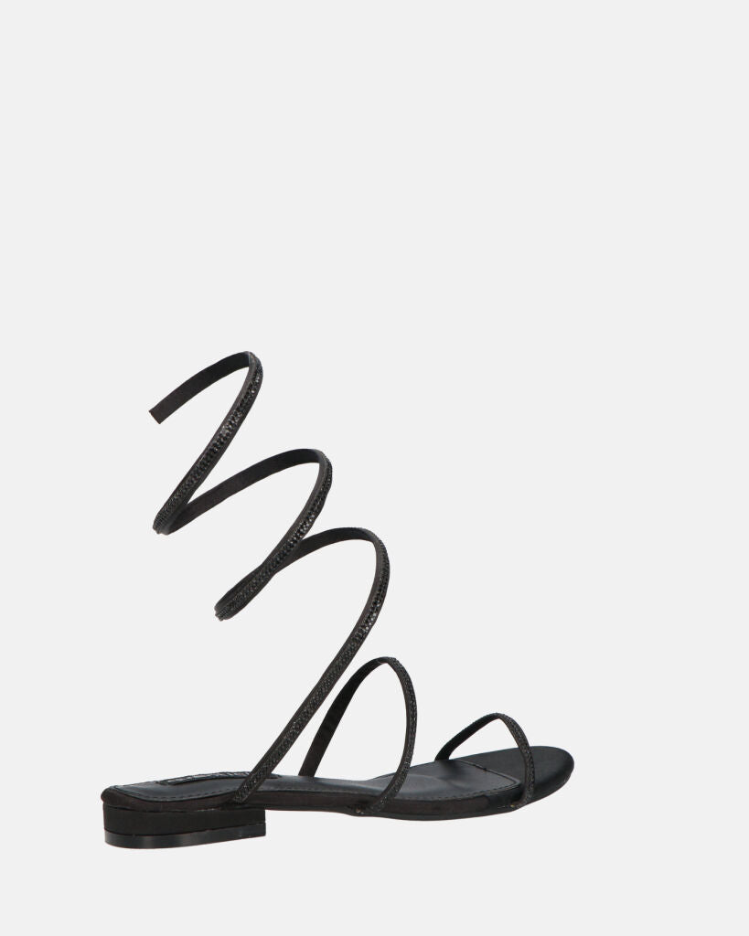 DOMINIKA - tacchi bassi neri con gemme e spirale.