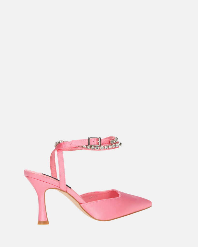 DORIS - scarpe con tacco il lycra rosa chiaro e gemme sul cinturino