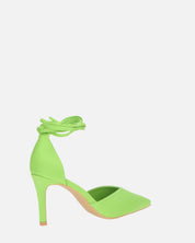 MAURA - tacchi a spillo a punta con lacci in lycra verde mela
