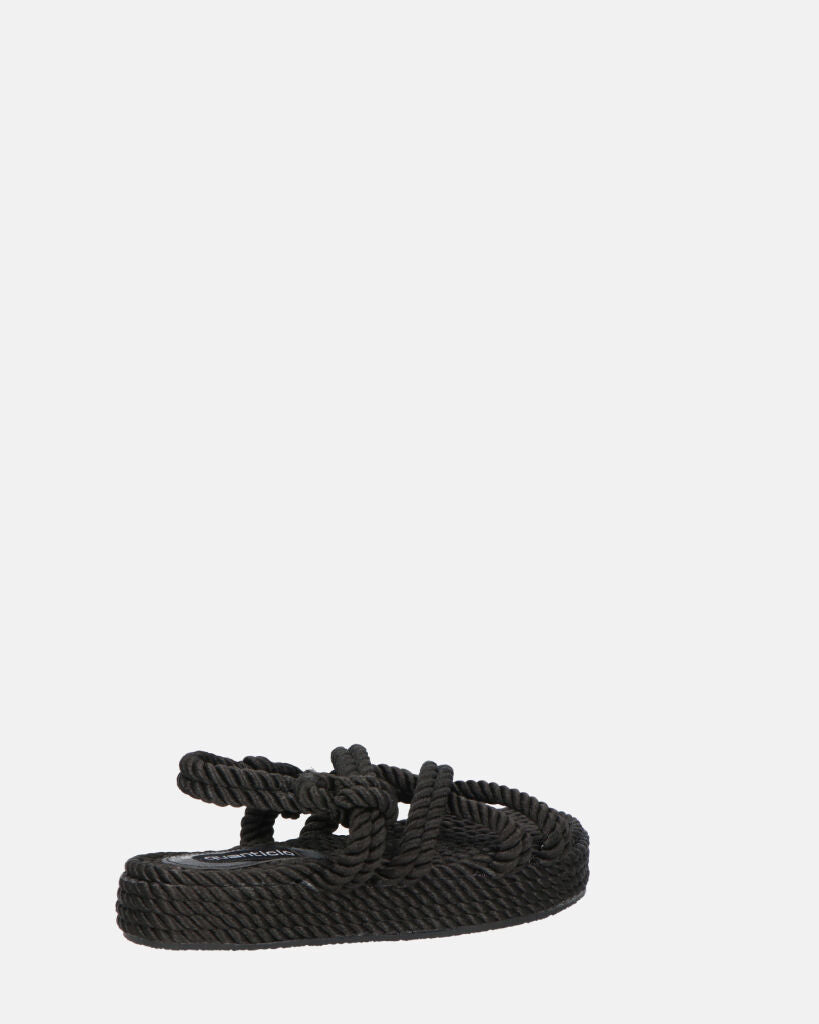 MARIYA - sandali di corda intrecciata neri