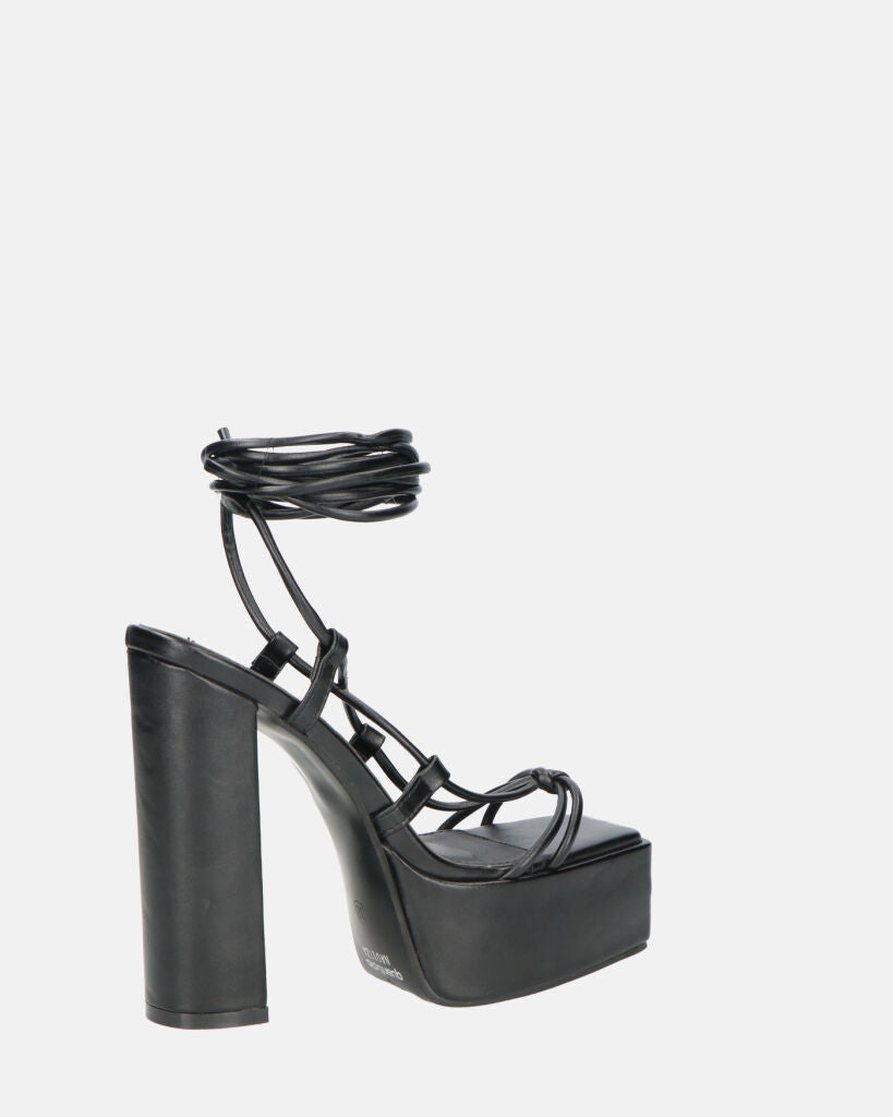 NADITZA - sandali con tacco alto e lacci in ecopelle nera