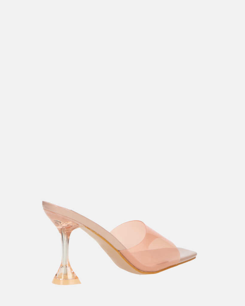 FIAMMA - sandalo con tacco in perspex beige con suola in PU