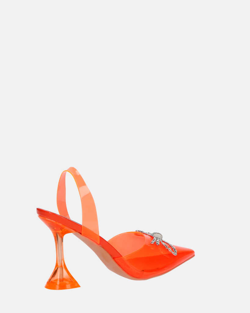 CONSUELO - tacchi in perspex arancioni con decorazioni in punta