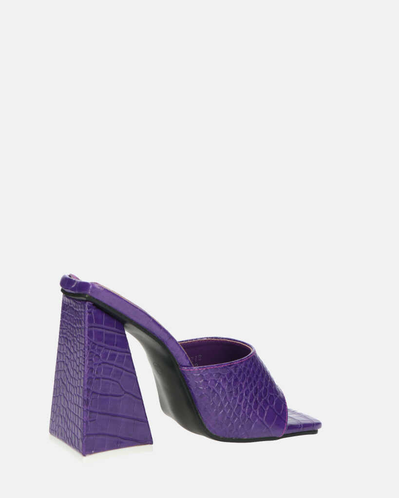 BUKET - sandali con tacco viola coccodrillo