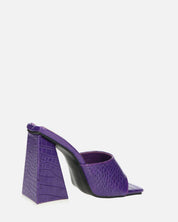 BUKET - sandali con tacco viola coccodrillo