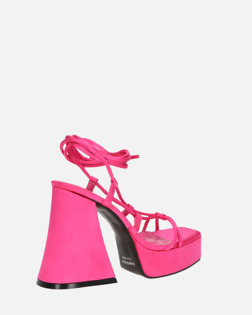 LORINA - sandali con tacco e platform in lycra rosa