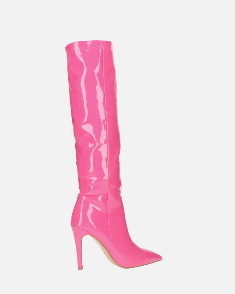LOLY - stivale con tacco in glassy fuchsia