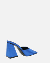 MILEY - sandali in raso blu con tacco squadrato