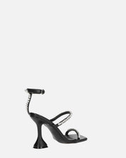 TAHLA - sandalo nero con tacco e gemme argentate
