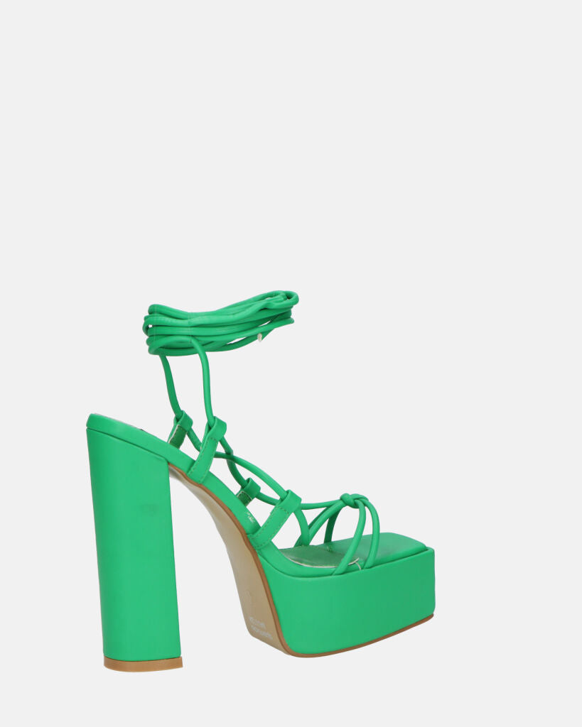 NADITZA - sandali con tacco alto e lacci in ecopelle verde