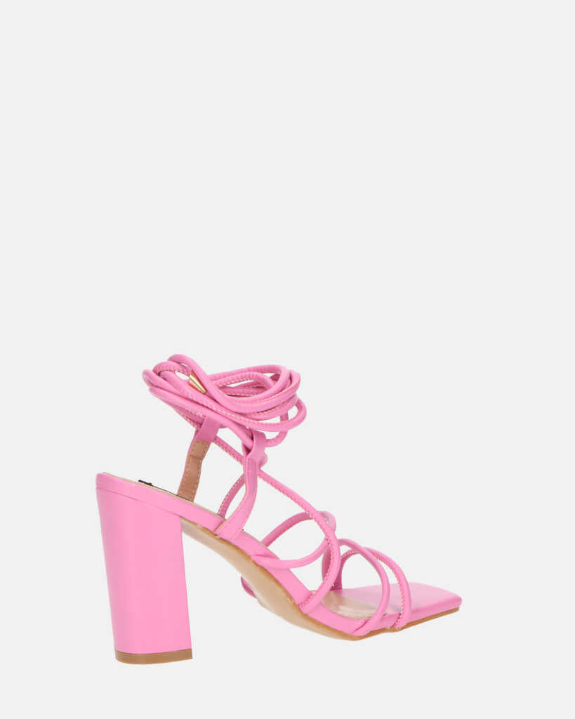 MARISOL - sandali con tacco rosa con lacci