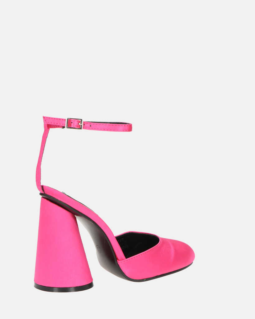 MAYBELLE - sandali in lycra fucsia con tacco cilindrico