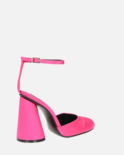 MAYBELLE - sandali in lycra fucsia con tacco cilindrico