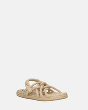 KATERYNA - sandali beige di corda intrecciata