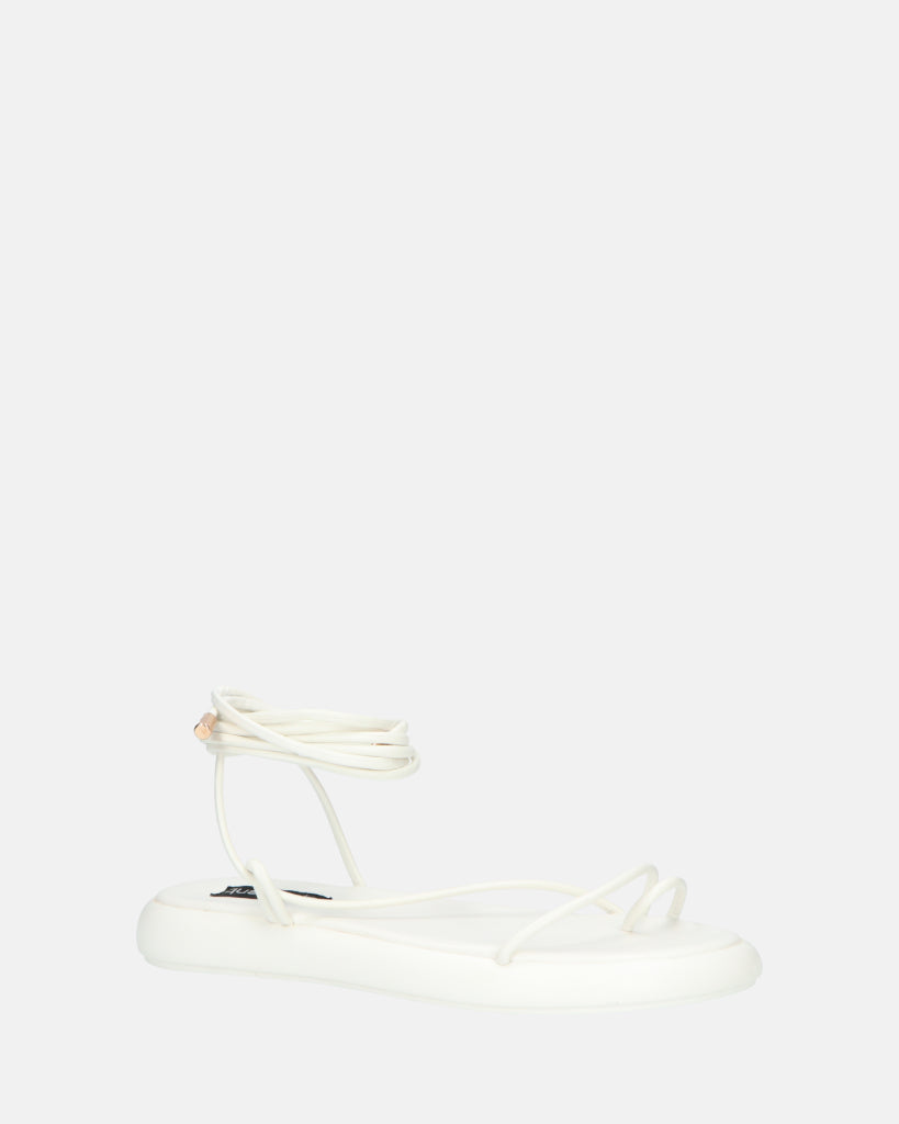 LACEY - sandali infradito bassi bianchi con lacci