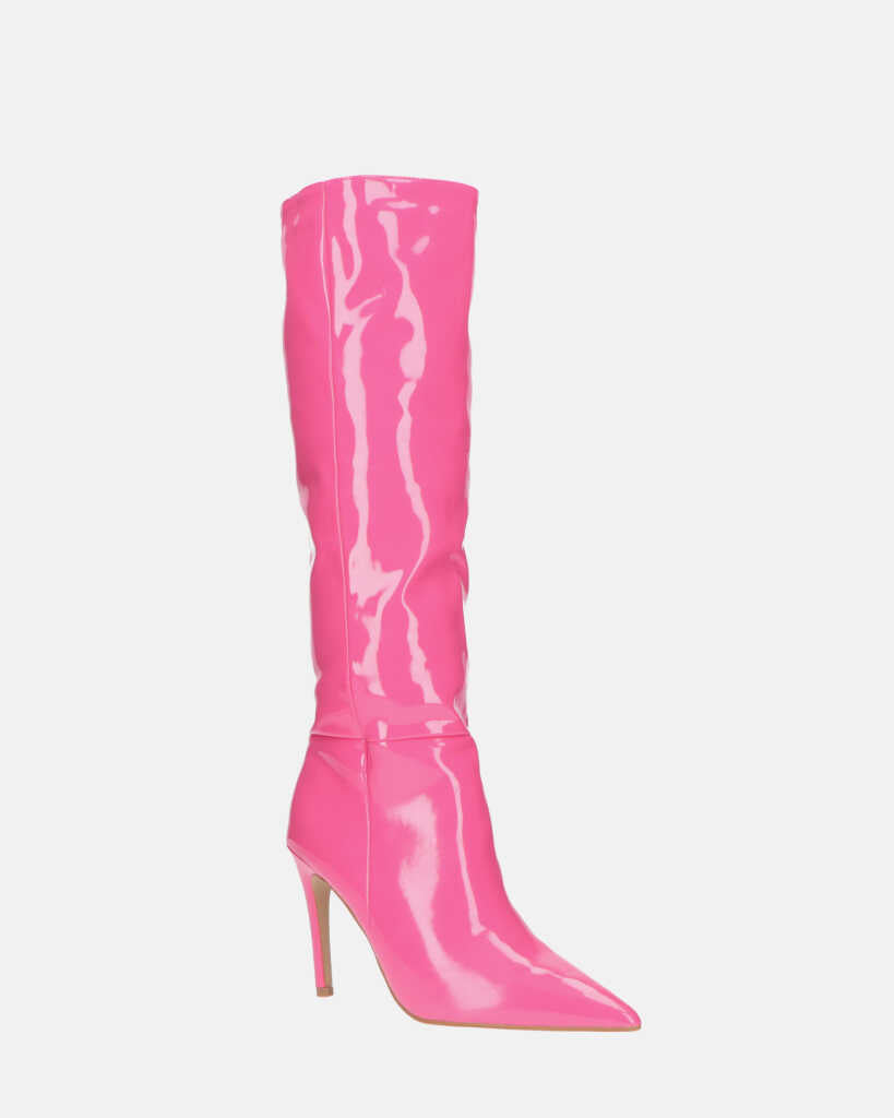 LOLY - stivale con tacco in glassy fuchsia