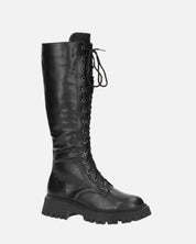 ELLE - stivale in ecopelle nera con lacci