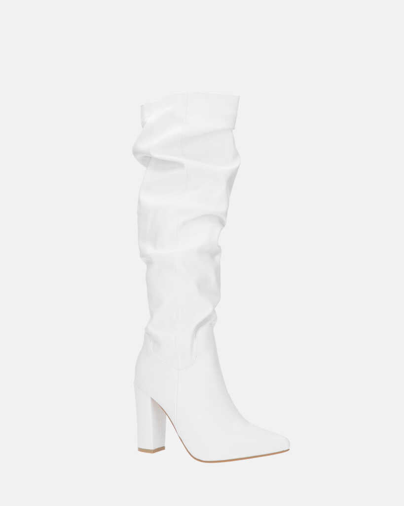 JONITTA - stivale alto con tacco bianco