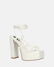 NADITZA - sandali con tacco alto e lacci in ecopelle bianca