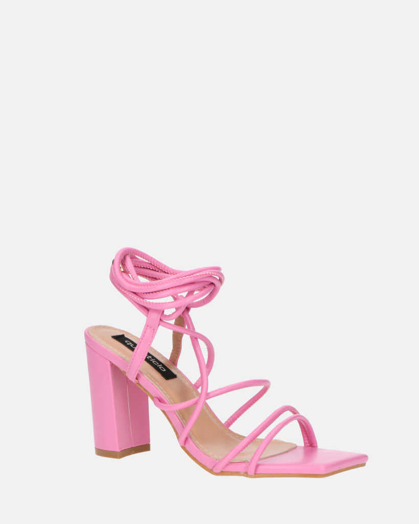 MARISOL - sandali con tacco rosa con lacci